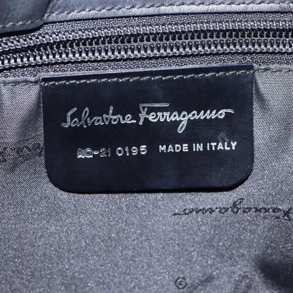 Salvatore Ferragamo Gancini Shoulder Bag Nylon Navy Silver - Picture 11 of 16